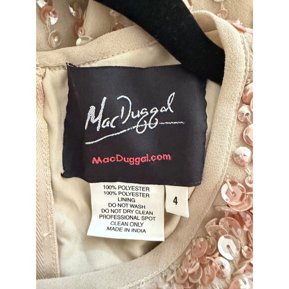 Mac Duggal 10509 Midi Sequin Sheath Dress High Neck Sleeveless Nude Size 4 NWT - Picture 5 of 16